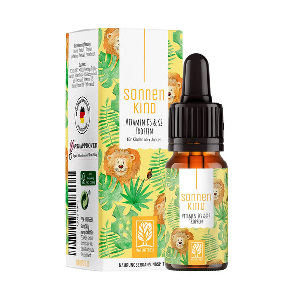 D3 un K2 vitamīna pilieni 100% vegāniski 300 dienām - 500 SV D vitamīns no ķērpjiem un 25 μg K vitamīna bērniem | Vitamīnu pilieni
