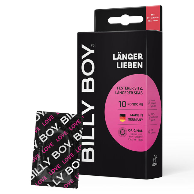 BILLY BOY prezervatīvi Love Longer 10 iepakojumā | 52 mm | Prezervatīvi ilgākai un intensīvākai pieredzei (1x10 gab.)