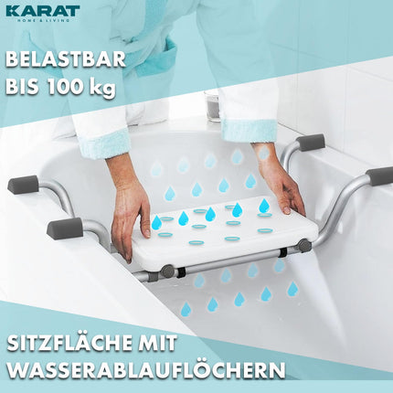 KARAT vannas sēdeklis, sēdekļa pamatne vannai, neslīdoša, slodzes izturība 100 kg, regulējama 78-86 cm, vannas krēsls, dušas sēdeklis pieaugušajiem un senioriem, vannas pamatne Levi