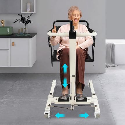 Pacienta pacēlāja pārvietošanas krēsls, pacienta pacēlājs mājām un automašīnai, regulējams sēdekļa augstums 35-70 cm, kravnesība 120 kg, piemērots cilvēkiem ar ķermeņa platumu mazāku par 18,5 collām