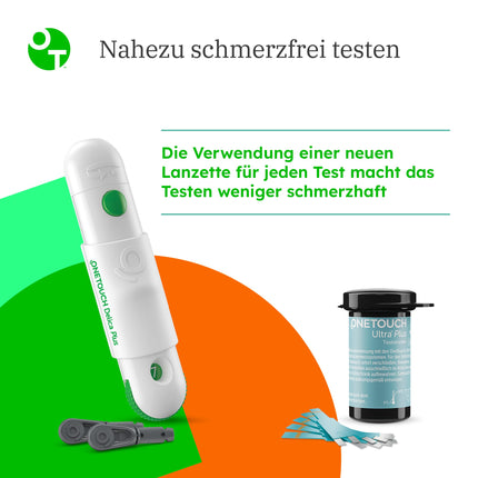 OneTouch Ultra® Plus asins glikozes testa strēmeles I 50 strēmeles I 1 iepakojums I asins glikozes mērīšanai diabēta (cukura slimības) gadījumā