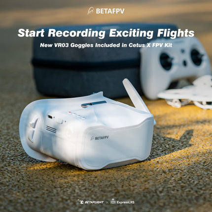 BETAFPV Betaflight ELRS Cetus X FPV komplekts ar LiteRadio 3 raidītāju, C04 kameru, VR03 brillēm ar DVR ierakstīšanas funkciju, atbalsta 2S Power Advanced RTF komplektu iesācējiem, lai lidotu ātrāk un tālāk.