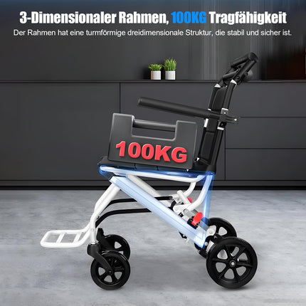 Ehozirta saliekamais ratiņkrēsls, viegls pārnēsājams ceļojumu krēsls pieaugušajiem, Ergonomiska dizaina ratiņkrēsls ar regulējamu drošības jostu, alumīnija rāmis, PU riteņi vienmērīgai braukšanai