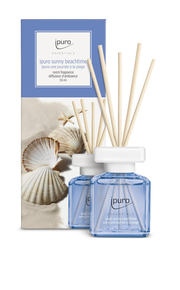 ipuro - Essentials istabas aromāts Saulains pludmales laiks 50ml | Telpas atsvaidzinātājs ar greipfrūta, citrona un baltā muskusa aromātu | Difuzors ar nūjiņām | Gaisa atsvaidzinātājs mājām