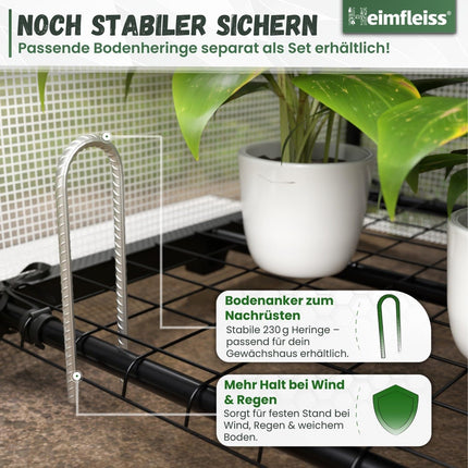 Heimfleiss® tuneļa tipa siltumnīca ar 4 līmeņiem | Balkona siltumnīca maza | Dārza siltumnīca vētras un ziemas izturībai | Augu telts, kas izgatavota no folijas un metāla rāmja | Audzēšanas plaukts Siltumnīcas balkona siltumnīca