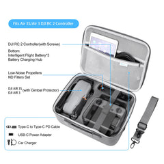 SKYREAT Air 3S/Air 3 soma, pārnēsājama somiņa no PU ādas, ceļojumu soma DJI Air 3S/Air 3, Fly More Combo droniem ar DJ RC 2 kontrolieri un citiem piederumiem