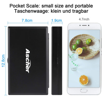 200g/0,01g kabatas svari - Ascher digitālie kabatas svari, 200 x 0,01g, kabatas svari, precīzijas svari, digitālie svari, zelta svari, monētu svari