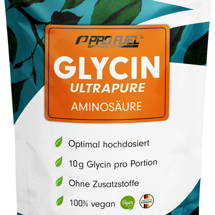 Glicīna pulveris 1 kg - optimāli dozēts ar 10 g glicīna dienā - Glicīns Ultrapure ar tīrību virs 99,9% - Aminoskābe bez piedevām - laboratoriski pārbaudīts ar sertifikātu - 100 dienu piegāde