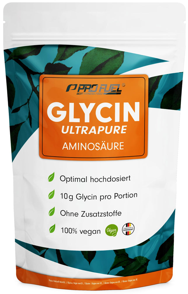 Glicīna pulveris 1 kg - optimāli dozēts ar 10 g glicīna dienā - Glicīns Ultrapure ar tīrību virs 99,9% - Aminoskābe bez piedevām - laboratoriski pārbaudīts ar sertifikātu - 100 dienu piegāde