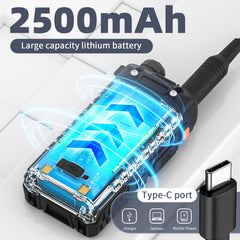 JUCJET UV-5RH daudzfrekvenču rācija, 999 kanāli, lukturītis, C tipa USB uzlādes stacija, augstas veiktspējas rācija piedzīvojumiem, āra aktivitātēm, kempingam, ģimenei (2 iepakojumi)