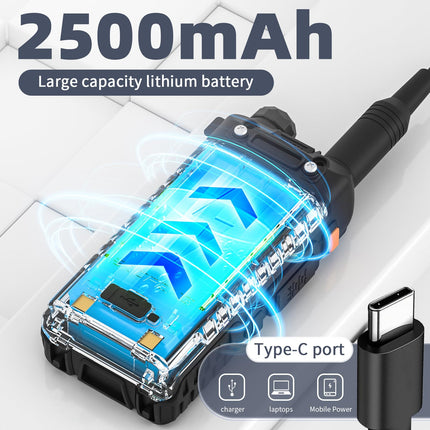 JUCJET UV-5RH daudzfrekvenču rācija, 999 kanāli, lukturītis, C tipa USB uzlādes stacija, augstas veiktspējas rācija piedzīvojumiem, āra aktivitātēm, kempingam, ģimenei (2 iepakojumi)
