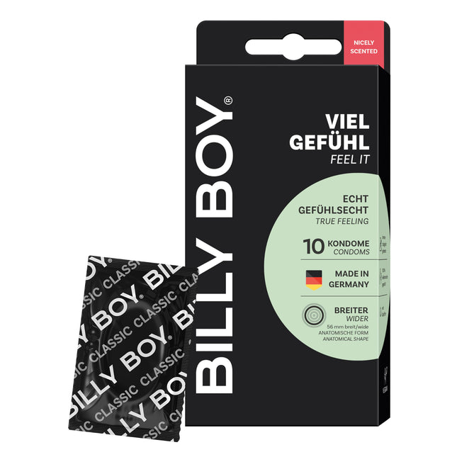 BILLY BOY prezervatīvi “Lots of Feeling” 10 iepakojumā | 56 mm | Reālistiski prezervatīvi ar patīkamu aromātu (1x10 gab.)