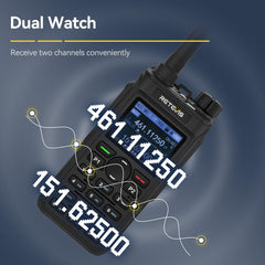 Retevis C62 divu joslu rācija, profesionāls radioamatieris ar LCD ekrānu, augstas veiktspējas divvirzienu radio, 2000 mAh, pārgājieniem/medībām/kempingam (melns, 1 iepakojums)