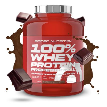 Scitec Nutrition 100% sūkalu proteīns Professional - bagātināts ar papildu aminoskābēm un gremošanas enzīmiem - bez glutēna - bez palmu eļļas, 2,35 kg, šokolādes