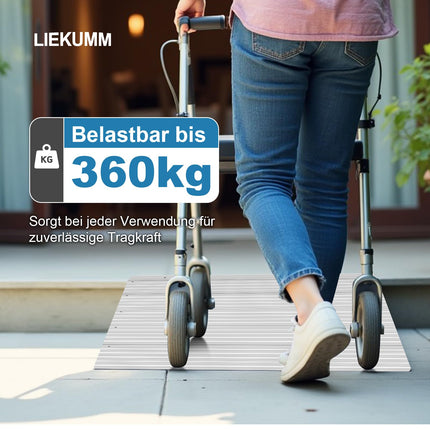 LIEKUMM durvju sliekšņa rampa 7,5 cm augsta, 360 kg kravnesība alumīnija ratiņkrēslu rampa ar regulējamu augstumu, neslīdoša apmales rampa ratiņkrēsliem, elektriskajiem ratiņkrēsliem, bērnu ratiņiem