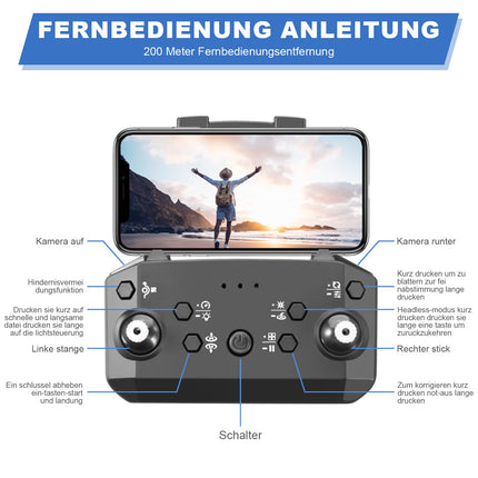 Drons ar 4K kameru, salokāms RC drons RC kvadrokopters ar 1080P HD dubulto kameru, FPV pārraide, 2 akumulatori, žestu vadība, augstuma noturēšana, vienas pogas pacelšanās/nosēšanās 3D pagriezieni iesācējiem (pelēks)