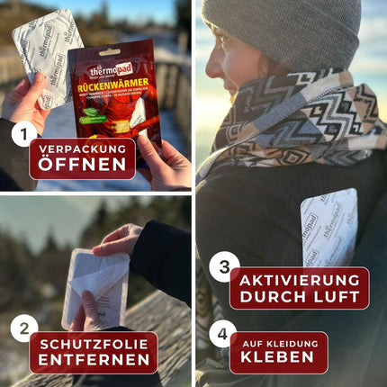 THERMOPAD muguras sildītājs – ORIĢINĀLS: 30 siltuma spilventiņi 12 stundu siltumam | Lietošanai gatavi spilventiņi | Īpaši silti siltuma spilveni, kas piemēroti arī kā kakla, plecu un nieru sildītāji