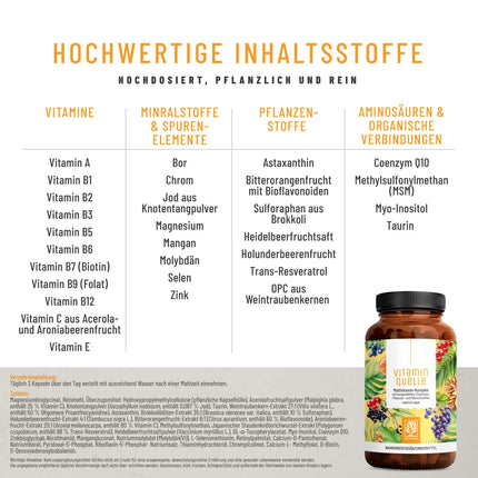 Viss vienā multivitamīnu un minerālvielu komplekss - 35 vērtīgi AZ vitamīni un minerālvielas - Multivitamīnu kapsulas ar augstu devu - Vegāns un bez nevajadzīgām piedevām