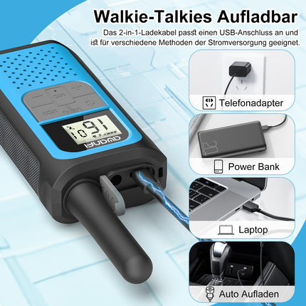 AWANFI rāciju komplekts (4 gab.), uzlādējama rācija pieaugušajiem un bērniem, 16 kanālu radio komplekts ar 1200mAh litija jonu akumulatoru VOX, rācija kempingam, pārgājieniem, dāvana
