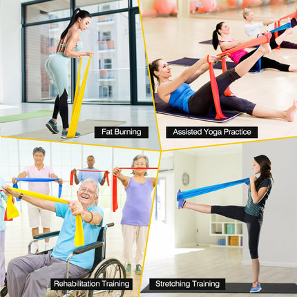 3 1,5 m/2 m garu fitnesa joslu komplekts, pretestības lentes ar 3 stipruma līmeņiem, 100 % dabīgas lateksa pretestības lentes CrossFit, muskuļu veidošanai, jogai, Pilates vingrinājumiem vīriešiem un sievietēm.