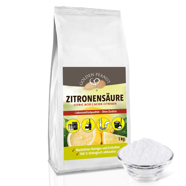 ZELTA ZEMESRIEKSTS Citronskābes pulveris 1 kg, E-330 tīra citronskābe, pārtikas kvalitātes, dabīga tīrīšana un atkaļķošana