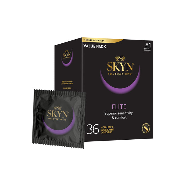 SKYN LifeStyles Elite prezervatīvi, sintētiski poliizoprēna prezervatīvi, bez lateksa, 36 gab. (iepakojums var atšķirties)