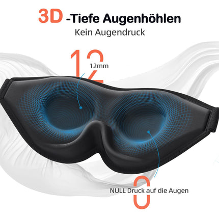 INNELO 3D miega maska ​​vīriešiem un sievietēm, 2025. gada sānu uzlabota acu maska ​​sānu gulētājiem, 100% gaismu bloķējoša ergonomiska miega maska ​​ar ērtām bezspiediena acu ligzdām ceļojumiem, melna