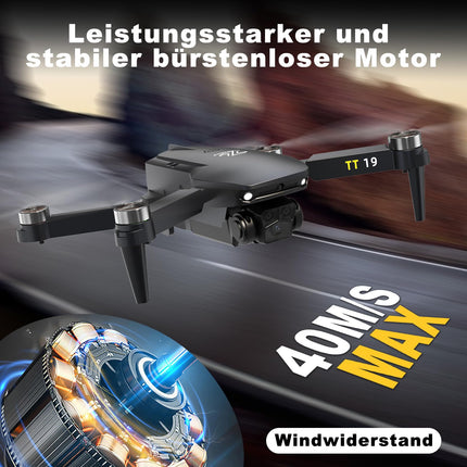 TT19 mini drons ar kameru 180° šķēršļu novēršana 40KM/H maksimālais ātrums RC FPV droni iesācējiem pieaugušajiem bezkontaktu motora drons 5G Wifi regulējama kamera 1080p salokāms kvadrokopters
