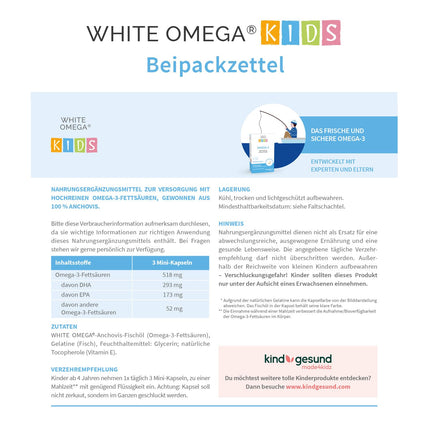 Omega-3 kapsulas bērniem – Labākās kategorijā 2025. gadā – 518 mg zivju eļļas ar DHA un EPA – bez cukura – 90 minikapsulas (1 mēnesis)