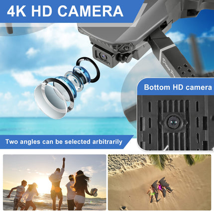 Drons ar HD 4K kameru, RC salokāms FPV WiFi tiešraides pārraides drons bērniem iesācējiem, 2 baterijas, ilgs lidojuma laiks, bezgalvas režīms, trajektorijas lidojums, šķēršļu apiešana, pacelšanās/nosēšanās ar vienu taustiņu, bezgalvas režīms-b3
