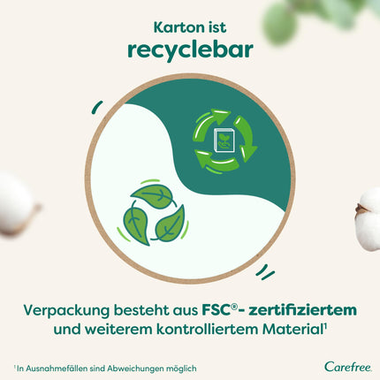 Carefree ikdienas ieliktnīši no 100% organiskās kokvilnas, garie virsējie ieliktnīši (24 gabali), izgatavoti no 100% sertificētas organiskās kokvilnas, lai nodrošinātu dabisku, sausu sajūtu, garais izmērs