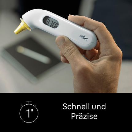 Braun ThermoScan 3 ausu termometrs | Ātrs 1 sekundes mērījums | Akustiskais drudža indikators | Digitālais displejs | Piemērots mazuļiem un maziem bērniem | Ārstu vidū Nr. 1 zīmols(1) | IRT3030