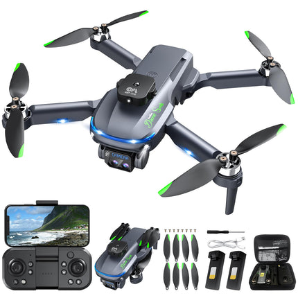 Drons ar 4K kameru, salokāms ar tālvadības pulti, iekštelpu šķēršļu apiešana, optiskās plūsmas pozicionēšana, žestu fotografēšana, 360° pagrieziens, divas baterijas, rotaļu dāvana bērniem