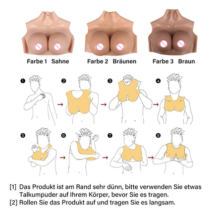 QIAOYIQIAO silikona viltus krūtis BG kauss reālistiskas krūšu formas silikona krūšu plāksnes viltus krūtis Cosplay transvestītu drag karalienei (krēms, B kausa silikona pildviela)