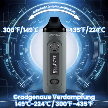 MEDGRAM augu izcelsmes vaporizators, augstākās kvalitātes pārnēsājams augu izcelsmes vaporizators, ātra uzsilšana, temperatūras kontroles tvaika vaporizators, 20 s uzsildīšanas laiks