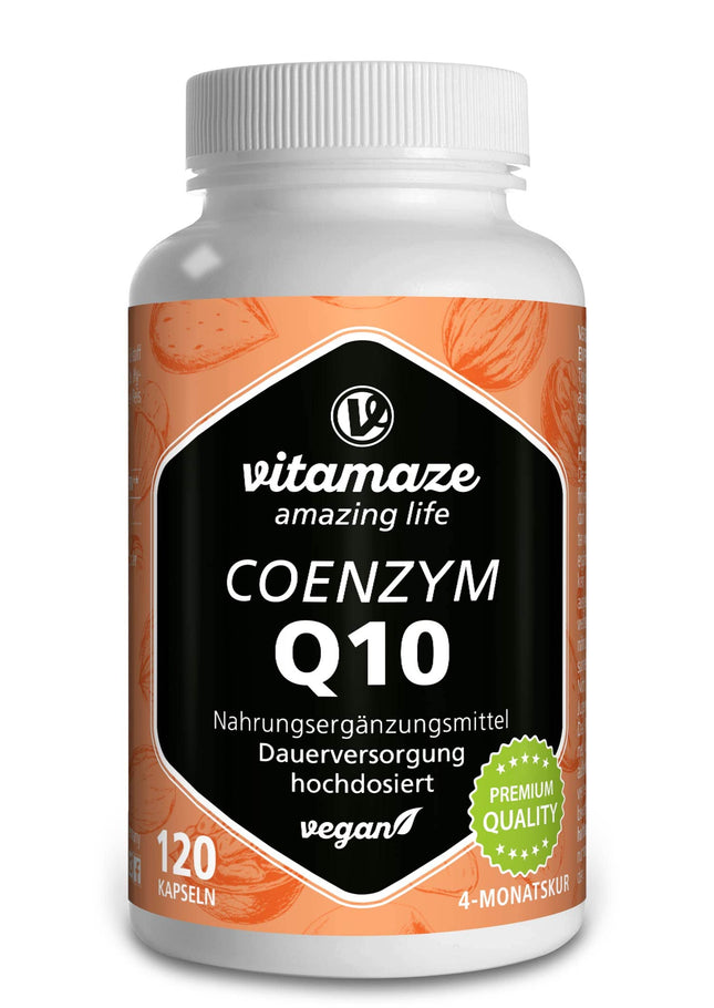 Koenzīms Q10 lielā devā, 200 mg vienā kapsulā, vegāns, 120 kapsulas 4 mēnešiem, 98% ubikinons ar optimālu biopieejamību, bez nevajadzīgām piedevām, ražots Vācijā