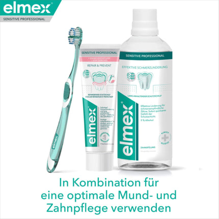 elmex zobu pasta jutīgai ādai Professional Repair &amp; Prevent 2x75ml – medicīniska zobu tīrīšana tūlītējai*, ilgstošai aizsardzībai – novērš smaganu atkāpšanos un jaunu sāpju rašanos