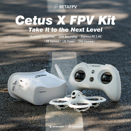 BETAFPV Betaflight ELRS Cetus X FPV komplekts ar LiteRadio 3 raidītāju, C04 kameru, VR03 brillēm ar DVR ierakstīšanas funkciju, atbalsta 2S Power Advanced RTF komplektu iesācējiem, lai lidotu ātrāk un tālāk.