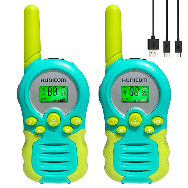 Bērnu rācijas zēniem, meitenēm, rotaļlietām, dāvanām – Walky Talky Kids Long Range PMR divvirzienu radio (uzlādējams ciāna krāsā)