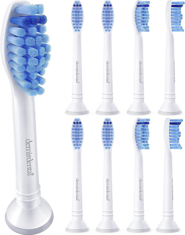 8 demirdentālo uzgaļu iepakojums, kas piemēroti Philips Sonicare nomaiņas birstēm. ProResults vidēja izmēra birstes galviņas ikdienas precīzai zobu tīrīšanai, līdzvērtīgas HX6018.