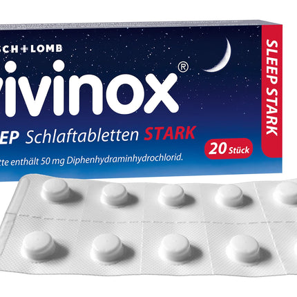 vivinox SLEEP miega tabletes stipras: miega līdzeklis aizmigšanai un miega saglabāšanai, ar difenhidramīnu miega traucējumu ārstēšanai, 20 tabletes