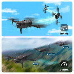 Blumacht salokāms drons bērniem un iesācējiem, Wi-Fi FPV drons ar 120° platleņķa 1080P HD kameru, vienas pogas pacelšanās/nosēšanās, 360° pagrieziens, gravitācijas sensors, sekojiet man, žestu foto, 2 baterijas