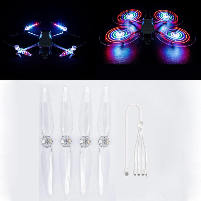LICHIFIT propelleri ar LED gaismām DJI Mavic 3 Pro/Classic/Cine dronam - zibspuldzes lāpstiņas, gaismu izstarojoši propelleri, nakts lidojuma piederumi