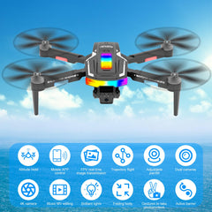 Drons ar 4K kameru, GuKKK mini drons ar 2 HD kamerām, salokāms FPV drona tiešraides pārraide, elektriski regulējama kamera ar 2 baterijām, RC droni WiFi FPV pārraides kvadrokopteris iesācējiem