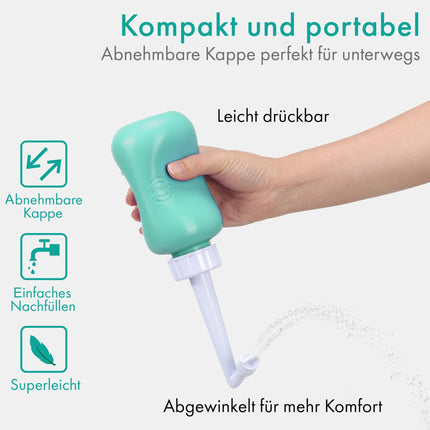 Cynpel mobilā bidē pēcdzemdību periodam - 350 ml roku intīmā duša un dibena duša sievietēm ar praktisku aksesuāru maisiņu zilā krāsā