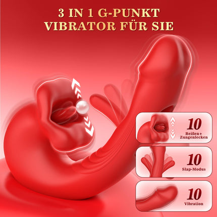 Vibrācijas vibrators sievietēm, G-punkta vibratoru komplekti ar klitora stimulāciju sievietēm ar 10 mēles laizīšanas režīmiem, 10 vibrācijas režīmiem, 10 trieciena režīmiem, seksa rotaļlieta sieviešu pāriem, klitora stimulators