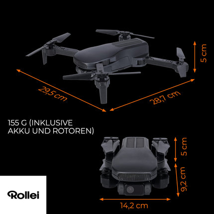Rollei Fly 80 Combo drons, WiFi tiešraides attēla pārraide, 6 asu žiroskops, Full HD kamera, ilgs lidojuma laiks, lietotnes vadība un tālvadības pults iekļauta komplektā