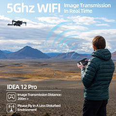 IDEA12 PRO drons ar regulējamu 4K kameru un optiskās plūsmas pozicionēšanu iesācējiem un pieaugušajiem, droni ar bezkontaktu motoru, FPV RC drons kvadrokopters ar 2 baterijām 30 minūtes