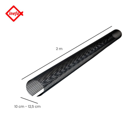 INEFA 10x lapu aizsargs notekcaurulēm, lapu aizsargs, PVC 100-125 mm, 2 m, melns lapu uztvērējs, notekcauruļu pārsegs, notekcauruļu piederumi, ražoti Vācijā