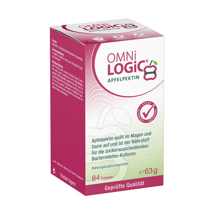 OMNi LOGiC ĀBOLU PEKTĪNS, 84 kapsulas, šķiedrvielas, dabīgs ābolu pektīns: veicina kuņģa un zarnu trakta uzpūšanos, vegāns, bez glutēna, bez laktozes